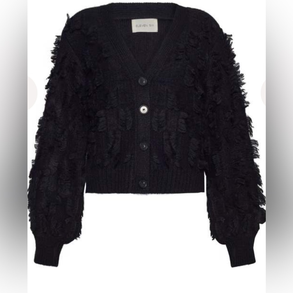 ELEVEN SIX Luella Fringed Button-Down Cardigan size:xs/s NWOT
